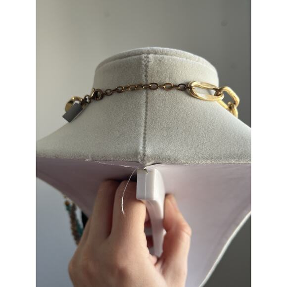 K. Amato Five Strand Beaded Necklace Black & Burgundy Blue Howlite Gold Necklace - Picture 5 of 8